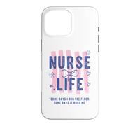 Carcasa para iPhone 16 Pro MAX Preppy Nurse Cute Bow Nurse Cita Divertido RN Trabajo Enfermera Humor