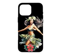 Carcasa para iPhone 16 Pro MAX Pretty Hawaiian Hula Pin-Up Girl Acuarela