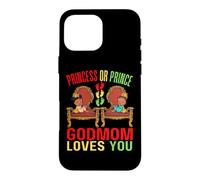 Carcasa para iPhone 16 Pro MAX Princesa Príncipe Dios Mamá Te Ama Negro Baby Shower Género