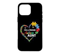 Carcasa para iPhone 16 Pro MAX Proud Autism Aunt Heart Puzzle Piece Awareness Support