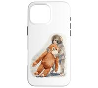 Carcasa para iPhone 16 Pro MAX Punch - Lindo bebé Mono y orangután Peluche Juguete Acuarela