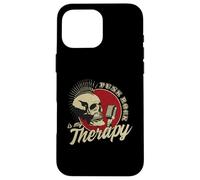 Carcasa para iPhone 16 Pro MAX Punk Rock Is My Therapy Skull Music Cráneo Retro Vintage