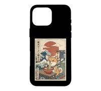 Carcasa para iPhone 16 Pro MAX Ramen Shiba Inu Dog Japón Ukiyo-e Style Great Wave Art