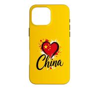 Carcasa para iPhone 16 Pro MAX Recuerdo de Viaje de Negocios con la Bandera de Vacaciones en Forma de corazón de «Me Encanta China