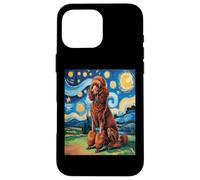 Carcasa para iPhone 16 Pro MAX Red Poodle Dog Van Gogh Style Starry Night