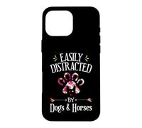 Carcasa para iPhone 16 Pro MAX Regalo de los Amantes de los Perros y los Caballos fácilmente distraídos