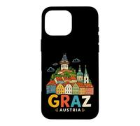 Carcasa para iPhone 16 Pro MAX Regalo de Recuerdo de Viaje de Graz Austria Dibujado a Mano