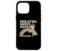 Carcasa para iPhone 16 Pro MAX Respiración Movimiento Repetir Yoga Pose Rainbow