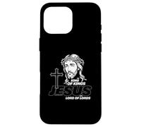 Carcasa para iPhone 16 Pro MAX Retrato de Jesús Rey de Reyes y Cruz Cristiana