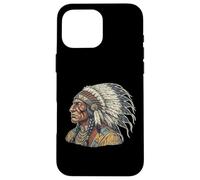 Carcasa para iPhone 16 Pro MAX Retrato del Jefe Nativo Americano Guerrero indígena Vintage