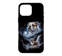 Carcasa para iPhone 16 Pro MAX Retro Bulldog Aullando a la Luna 90s Bootleg Meme Puppy Dog