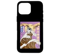 Carcasa para iPhone 16 Pro MAX Retro Otaku Vaporwave Kanji Michelangelo Japón Wave café