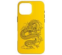 Carcasa para iPhone 16 Pro MAX Retro Vintage Zodiac Lunar New Year Black Chinese Dragon