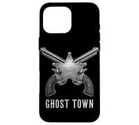 Carcasa para iPhone 16 Pro MAX Revólveres Ghost Town Western Vintage Cowboy Outlaw