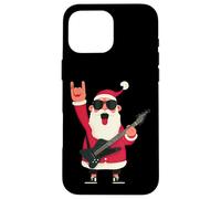 Carcasa para iPhone 16 Pro MAX Rockstar Santa Negro Guitarra Eléctrica Gafas De Sol Cool Pose