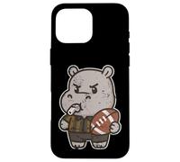 Carcasa para iPhone 16 Pro MAX Rugby Hippo Árbitro Dibujos Animados