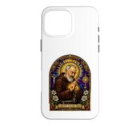 Carcasa para iPhone 16 Pro MAX San Padre Pío Católico Devocional Gótico Mosaico Icono Arte