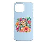Carcasa para iPhone 16 Pro MAX Sea Turtle Hawaiian Flowers Vacation Beach Summer
