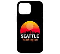 Carcasa para iPhone 16 Pro MAX Seattle Washington State USA Vintage Sunset Retro City