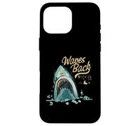 Carcasa para iPhone 16 Pro MAX Shark Waves Back Ocean Surfing Playa Verano Divertido