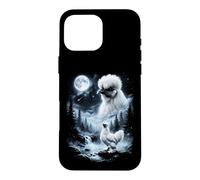 Carcasa para iPhone 16 Pro MAX Silkie Chicken Aullando en Moon 90's Retro
