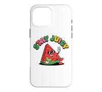 Carcasa para iPhone 16 Pro MAX Símbolo de la Paz con Forma de sandía Stay Juicy Chill, Estilo Retro y
