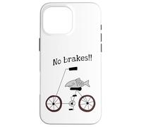 Carcasa para iPhone 16 Pro MAX Sin Frenos Pescado Montando Una Bicicleta Humor Tonto Raro