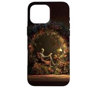 Carcasa para iPhone 16 Pro MAX Skeleton Reading Book Floral Wreath Boho Botanical Art