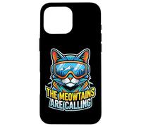 Carcasa para iPhone 16 Pro MAX Ski Cat Meowtains Calling Snowboard Winter Mountain Funny