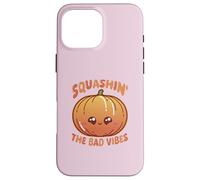 Carcasa para iPhone 16 Pro MAX Smashin' The Bad Vibes Pumpkin Kawaii Lindo Divertido