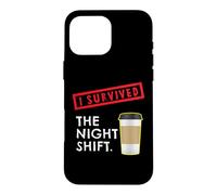 Carcasa para iPhone 16 Pro MAX Sobreviví al Turno de Noche Enfermera Vida Amante del café Policía
