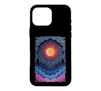 Carcasa para iPhone 16 Pro MAX Sol Luna Estrellas Noche Nubes Suave Celestial Cosmos Cielo