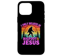 Carcasa para iPhone 16 Pro MAX Solo Creo en el Divertido Dios Retro de Bigfoot y Jesús, Sasquatch