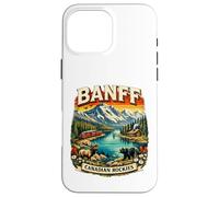 Carcasa para iPhone 16 Pro MAX Souvenir del Parque Nacional Retro Mountain Scenic de Banff, Canadá