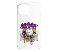 Carcasa para iPhone 16 Pro MAX Spike Break The Net Voleibol Jugador Graffiti Art
