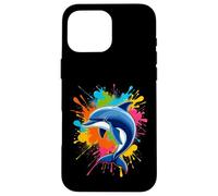 Carcasa para iPhone 16 Pro MAX Splash Art Dolphin Design Hermosos Amantes de los Delfines