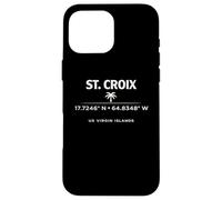 Carcasa para iPhone 16 Pro MAX St Croix USVI Coordenadas Diseño de Viajes