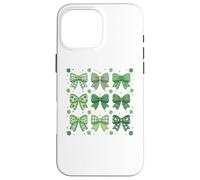 Carcasa para iPhone 16 Pro MAX St Patrick’s Day Green Shamrock Bow Coquette St Patricks Day