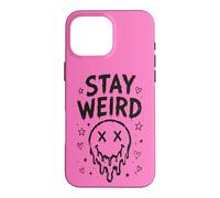 Carcasa para iPhone 16 Pro MAX Stay Weird Creepy Smile Humor gótico Estética Espeluznante