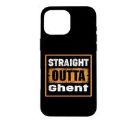 Carcasa para iPhone 16 Pro MAX Straight Outta Ghent Bélgica Retro Envejecido Vintage Humor