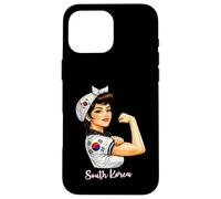 Carcasa para iPhone 16 Pro MAX Strong South Korean Girl Woman Girlfriend South Korea Flag