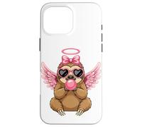 Carcasa para iPhone 16 Pro MAX Sweet Valentine's Day Sloth Angel with Pink Wings