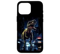 Carcasa para iPhone 16 Pro MAX T-Rex Dinosaur Roaring City at Night Graphic Design Japanese
