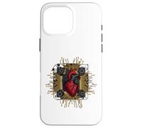 Carcasa para iPhone 16 Pro MAX Tarjeta Madre anatómica de corazón CPU Tech Graphic.