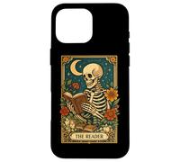 Carcasa para iPhone 16 Pro MAX The Reader Skeleton Leyendo Libros Tarot Card Dark Academia
