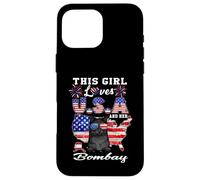 Carcasa para iPhone 16 Pro MAX This Girl Loves USA and Her Bombay Cat 4th of July Patriotic