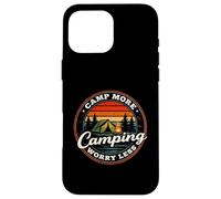 Carcasa para iPhone 16 Pro MAX Tienda de campaña Camp More Worry Less Retro Sunset