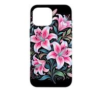 Carcasa para iPhone 16 Pro MAX Tiger Lilies Blue White Pink Summer Spring Flowers Lily Buds