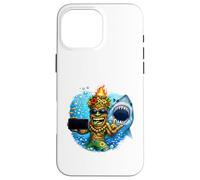 Carcasa para iPhone 16 Pro MAX Tiki Man Shark Selfie - Funny Island Ocean Vibes Tropical