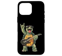 Carcasa para iPhone 16 Pro MAX Tortuga de Roca Divertido Animal Amante de la música gráfico juguetón